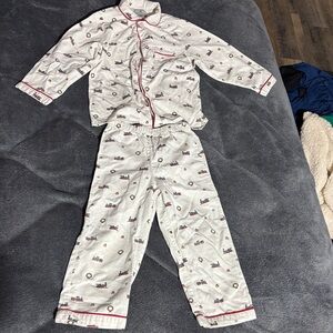 Charming Kids Pajama Set in White with Red Accents